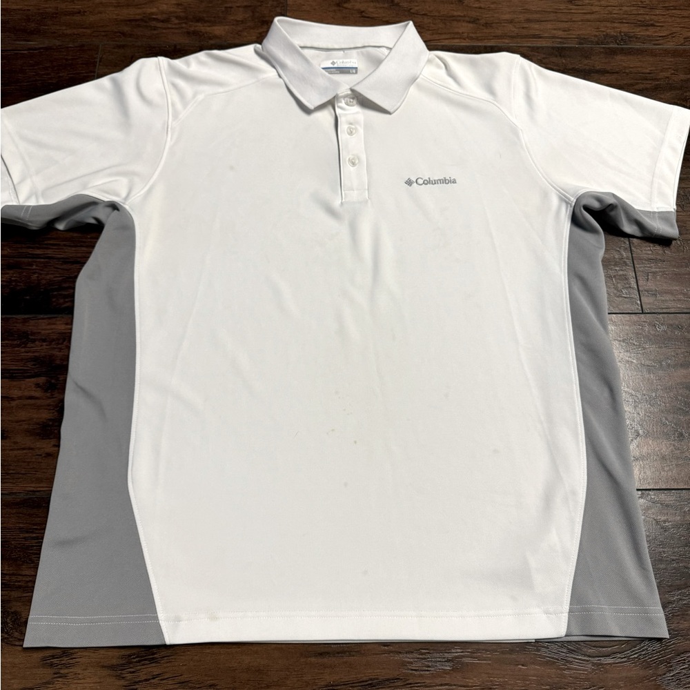 Columbia Lightweight Golf Polo Men Size Large White/Gray